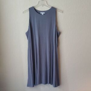 Athleta Santorini High Neck Tank Dress Size 2X Heather Gray Blue Midi Mini Casua